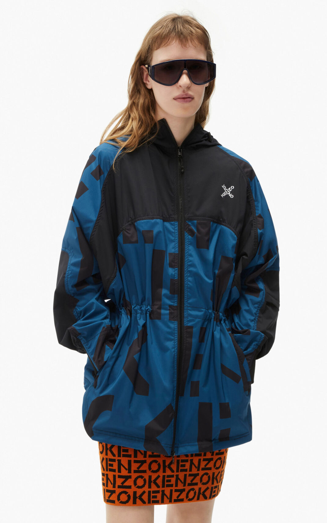 Kenzo Sport lightweight monogram Parka Dames DonkerBlauw | 10432GANZ